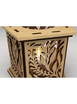 Σετ των 3 Intra απο ξύλο plywood 3mm-4mm πάχος Κηροπήγιο με περίπλοκο φύλλο Δίασταση 3x3 cm INTRAFABR-110252016