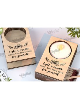 Σετ των 2 Intra απο ξύλο plywood 3mm-4mm πάχος Κηροπήγιο με λέιζερ υποδοχής Match Box Δίασταση 30x20 cm INTRAFABR-112151059