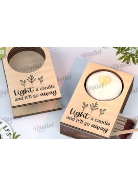 Σετ των 2 Intra απο ξύλο plywood 3mm-4mm πάχος Κηροπήγιο με λέιζερ υποδοχής Match Box Δίασταση 30x20 cm INTRAFABR-112151704