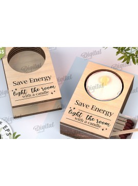 Σετ των 2 Intra απο ξύλο plywood 3mm-4mm πάχος Κηροπήγιο με λέιζερ υποδοχής Match Box Δίασταση 30x20 cm INTRAFABR-112151746