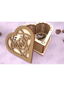 Σετ των 2 Intra απο ξύλο plywood 3mm-4mm πάχος Candy Box Ημέρα του Αγίου Βαλεντίνου | Σχήμα Καρδιάς Δίασταση 15x15 cm INTRAFABR-112901148