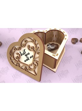 Σετ των 2 Intra απο ξύλο plywood 3mm-4mm πάχος Candy Box Ημέρα του Αγίου Βαλεντίνου | Σχήμα Καρδιάς Δίασταση 15x15 cm INTRAFABR-112901115