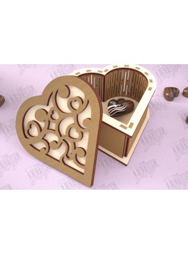 Σετ των 2 Intra απο ξύλο plywood 3mm-4mm πάχος Candy Box Ημέρα του Αγίου Βαλεντίνου | Σχήμα Καρδιάς Δίασταση 15x15 cm INTRAFABR-112901118