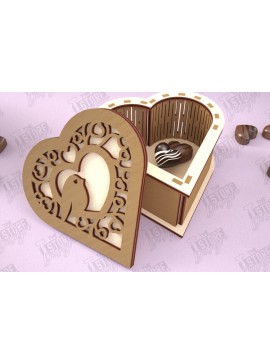 Σετ των 2 Intra απο ξύλο plywood 3mm-4mm πάχος Candy Box Ημέρα του Αγίου Βαλεντίνου | Σχήμα Καρδιάς Δίασταση 15x15 cm INTRAFABR-112901122