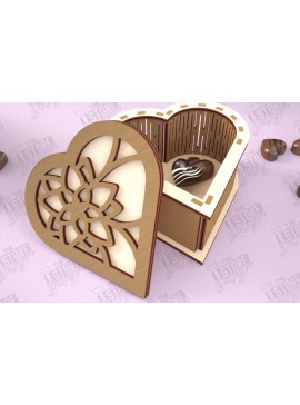 Σετ των 2 Intra απο ξύλο plywood 3mm-4mm πάχος Candy Box Ημέρα του Αγίου Βαλεντίνου | Σχήμα Καρδιάς Δίασταση 15x15 cm INTRAFABR-112901126