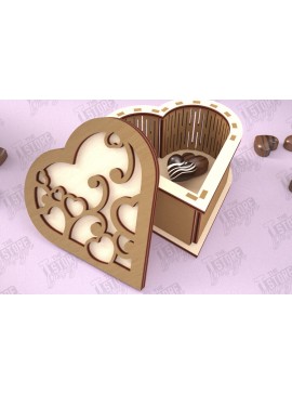 Σετ των 2 Intra απο ξύλο plywood 3mm-4mm πάχος Candy Box Ημέρα του Αγίου Βαλεντίνου | Σχήμα Καρδιάς Δίασταση 15x15 cm INTRAFABR-112901131