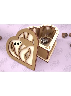 Σετ των 3 Intra απο ξύλο plywood 3mm-4mm πάχος Candy Box Ημέρα του Αγίου Βαλεντίνου | Σχήμα Καρδιάς Δίασταση 15x15 cm INTRAFABR-112901135