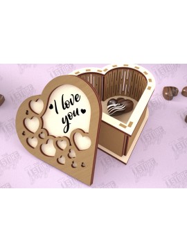 Σετ των 3 Intra απο ξύλο plywood 3mm-4mm πάχος Candy Box Ημέρα του Αγίου Βαλεντίνου | Σχήμα Καρδιάς Δίασταση 15x15 cm INTRAFABR-112901139