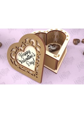 Σετ των 2 Intra απο ξύλο plywood 3mm-4mm πάχος Candy Box Ημέρα του Αγίου Βαλεντίνου | Σχήμα Καρδιάς Δίασταση 15x15 cm INTRAFABR-112901069