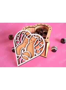 Σετ των 2 Intra απο ξύλο plywood 3mm-4mm πάχος Candy Box Ημέρα του Αγίου Βαλεντίνου | Κουτί θεραπείας Δίασταση 15x15 cm INTRAFABR-113523234