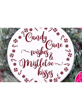 Σετ των 2 Intra απο ξύλο plywood 3mm-4mm πάχος Candy Cane Wishes and Mistletoe Kisses Δίασταση 15x15 cm INTRAFABR-68232313