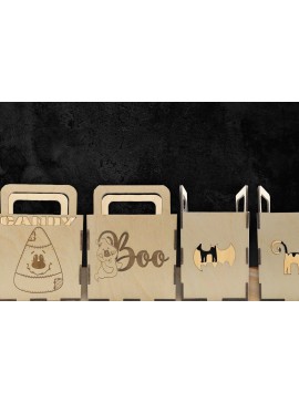 Σετ των 2 Intra απο ξύλο plywood 3mm-4mm πάχος Κουτί αποκριάτικου κέρασμα με καλαμπόκι καραμέλα Δίασταση 15x15 cm INTRAFABR-39583402