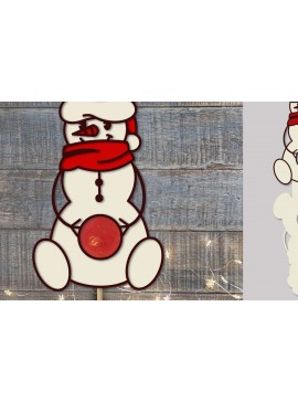 Σετ των 3 Intra απο ξύλο plywood 3mm-4mm πάχος Κάτοχος καραμελών Snowman Cut  Δίασταση 15x15 cm INTRAFABR-76135180