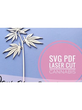 Σετ των 2 Intra απο ξύλο plywood 3mm-4mm πάχος κοπής με λέιζερ Cannabis Δίασταση 28x28 cm INTRAFABR-33675795