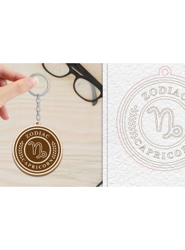 Σετ των 3 Intra απο ξύλο plywood 3mm-4mm πάχος Κοπή  Μπρελόκ Capricorn | Ζωδιακός κύκλος Δίασταση 6x6 cm INTRAFABR-102217553