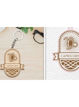 Σετ των 3 Intra απο ξύλο plywood 3mm-4mm πάχος Κοπή  Μπρελόκ Capricorn | Zodiac Si Δίασταση 6x6 cm INTRAFABR-100961898