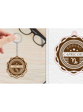 Σετ των 3 Intra απο ξύλο plywood 3mm-4mm πάχος Μπρελόκ Capricorn  | Zodiac Δίασταση 6x6 cm INTRAFABR-102288844