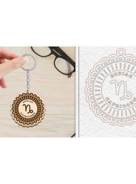 Σετ των 3 Intra απο ξύλο plywood 3mm-4mm πάχος Μπρελόκ Capricorn  | Zodiac Δίασταση 6x6 cm INTRAFABR-102289387