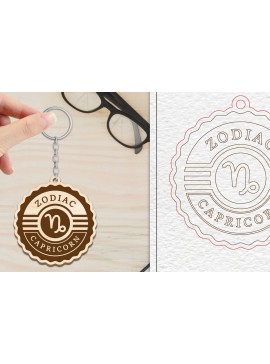 Σετ των 3 Intra απο ξύλο plywood 3mm-4mm πάχος Μπρελόκ Capricorn  | Zodiac Δίασταση 6x6 cm INTRAFABR-102290556