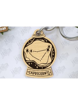 Σετ των 3 Intra απο ξύλο plywood 3mm-4mm πάχος Μπρελόκ Capricorn Zodiac Cut  Δίασταση 6x6 cm INTRAFABR-123373704