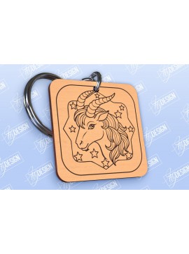 Σετ των 3 Intra απο ξύλο plywood 3mm-4mm πάχος Μπρελόκ Capricorn | Ζώδιο | CNC Δίασταση 6x6 cm INTRAFABR-98550466