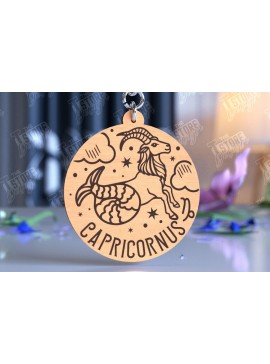 Σετ των 3 Intra απο ξύλο plywood 3mm-4mm πάχος Μπρελόκ Capricorn | Ζώδιο | CNC Δίασταση 6x6 cm INTRAFABR-98273114