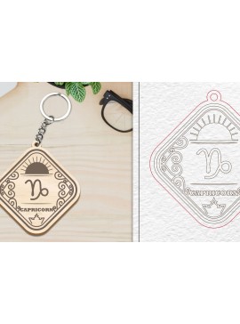 Σετ των 3 Intra απο ξύλο plywood 3mm-4mm πάχος με μπρελόκ με πινακίδα Αιγόκερως Δίασταση 6x6 cm INTRAFABR-100440935