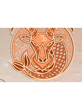 Intra απο ξύλο plywood 3mm-4mm πάχος Διακοσμητικό τοίχου Capricornus Zodiac Δίασταση 40x40 cm INTRAFABR-100321963