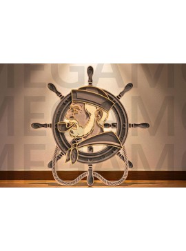 Σετ των 3 Intra απο ξύλο plywood 3mm-4mm πάχος Captain Sailor Wheel Layered Δίασταση 4x4 cm INTRAFABR-123611995