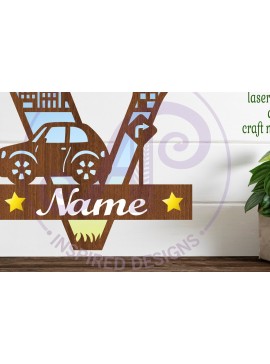 Σετ των 3 Intra απο ξύλο plywood 3mm-4mm πάχος Μονόγραμμα κεφαλαίου αυτοκινήτου Επιστολή V Δίασταση 9x9 cm INTRAFABR-100098416