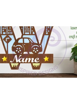 Σετ των 3 Intra απο ξύλο plywood 3mm-4mm πάχος Μονόγραμμα κεφαλαίου αυτοκινήτου Επιστολή W Δίασταση 9x9 cm INTRAFABR-100098435