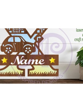 Σετ των 3 Intra απο ξύλο plywood 3mm-4mm πάχος Μονόγραμμα κεφαλαίου αυτοκινήτου Γράμμα X Δίασταση 9x9 cm INTRAFABR-100098517