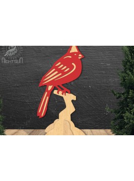 Σετ των 2 Intra απο ξύλο plywood 3mm-4mm πάχος Cardinal Bird Decor Home 3 Δίασταση 15x15 cm INTRAFABR-112551302