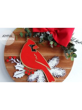 Σετ των 2 Intra απο ξύλο plywood 3mm-4mm πάχος Cardinal Christmas Door Hanger Δίασταση 30x30 cm INTRAFABR-34501171
