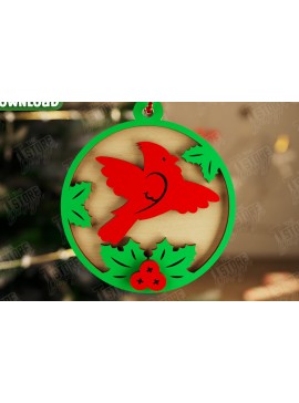 Σετ των 3 Intra απο ξύλο plywood 3mm-4mm πάχος Χριστουγεννιάτικο στολίδι Cardinal Memorial|CNC Δίασταση 8x8 cm INTRAFABR-107885919