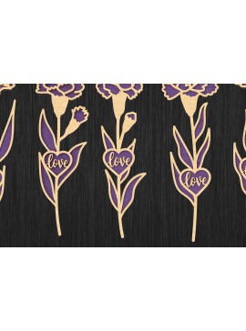 Σετ των 3 Intra απο ξύλο plywood 3mm-4mm πάχος Carnation with Love Heart Δίασταση 15x15 cm INTRAFABR-111376207
