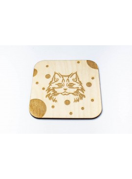 Σετ των 2 Intra απο ξύλο plywood 3mm-4mm πάχος Γελοιογραφία Siberian Cat Coaster - Χαραγμένο Δίασταση 15x15 cm INTRAFABR-66210905