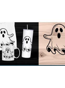 Σετ των 2 Intra απο ξύλο plywood 3mm-4mm πάχος κοπής με λέιζερ Cartoon Spooky Ghost Δίασταση 15x15 cm INTRAFABR-107413042