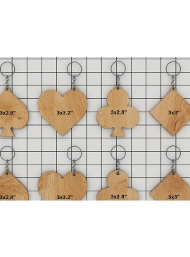 Σετ των 3 Intra απο ξύλο plywood 3mm-4mm πάχος Καζίνο Παίξτε Κάρτες Μπρελόκ Σχέδια κοπής Δίασταση 6x6 cm INTRAFABR-39946153