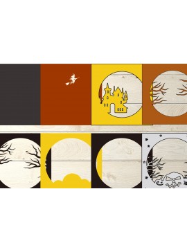 Σετ των 2 Intra απο ξύλο plywood 3mm-4mm πάχος Διάνυσμα Castle, Castle για Cricut Δίασταση 25x25 cm INTRAFABR-76671078