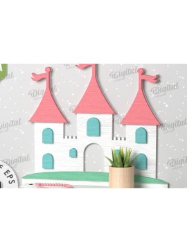 Σετ των 3 Intra απο ξύλο plywood 3mm-4mm πάχος Σχέδιο κοπής με λέιζερ ραφιών τοίχου Castle Δίασταση 6x6 cm INTRAFABR-109866826