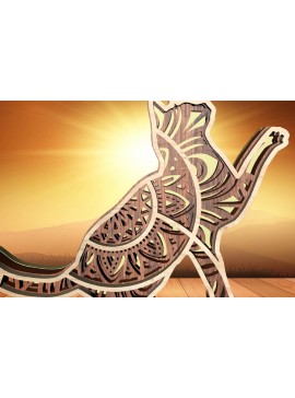 Σετ των 2 Intra απο ξύλο plywood 3mm-4mm πάχος Cat , 4 Layers , 3D Mandala Δίασταση 30x30 cm INTRAFABR-21302539