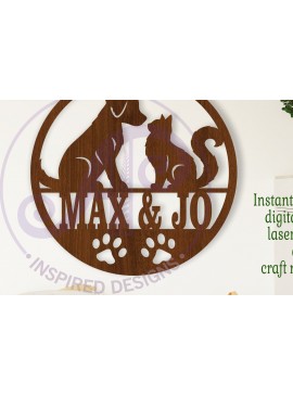Σετ των 3 Intra απο ξύλο plywood 3mm-4mm πάχος Σύμβολο ονόματος κατοικίδιου γάτας και σκύλου  Δίασταση 6x6 cm INTRAFABR-109049951