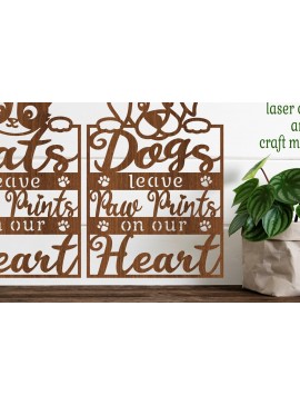 Σετ των 2 Intra απο ξύλο plywood 3mm-4mm πάχος Γάτα και σκύλος αποσπάσματα Δίασταση 12x12 cm INTRAFABR-75437038