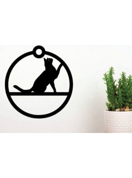 Σετ των 3 Intra απο ξύλο plywood 3mm-4mm πάχος κοπής με λέιζερ Χριστουγεννιάτικο στολίδι γάτα Δίασταση 8x8 cm INTRAFABR-75340333
