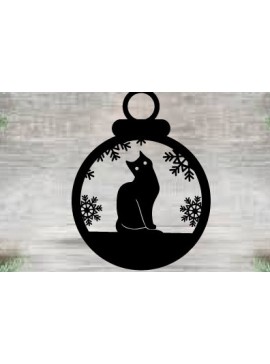 Σετ των 3 Intra απο ξύλο plywood 3mm-4mm πάχος Χριστουγεννιάτικο στολίδι Γάτα Μεταλλικό Τοίχο  Δίασταση 8x8 cm INTRAFABR-86743897