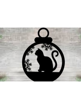 Σετ των 3 Intra απο ξύλο plywood 3mm-4mm πάχος Χριστουγεννιάτικο στολίδι Γάτα Μεταλλικό Τοίχο  Δίασταση 8x8 cm INTRAFABR-86744029