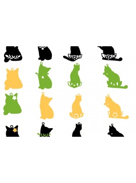 Σετ των 3 Intra απο ξύλο plywood 3mm-4mm πάχος Cat Dangle Earrings Cat Lover Δίασταση 3x3 cm INTRAFABR-65167738