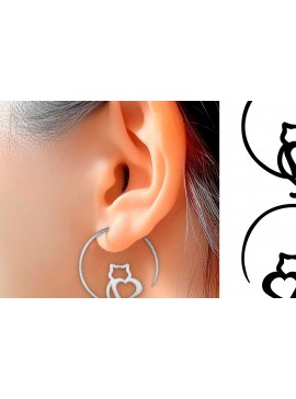 Σετ των 3 Intra απο ξύλο plywood 3mm-4mm πάχος Σκουλαρίκια γάτας . Σκουλαρίκια Boho. Δίασταση 4x4 cm INTRAFABR-123801091