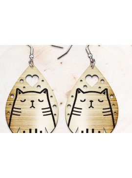Σετ των 3 Intra απο ξύλο plywood 3mm-4mm πάχος Σκουλαρίκια γάτας . Σιλουέτα γάτας Δίασταση 4x4 cm INTRAFABR-119925556